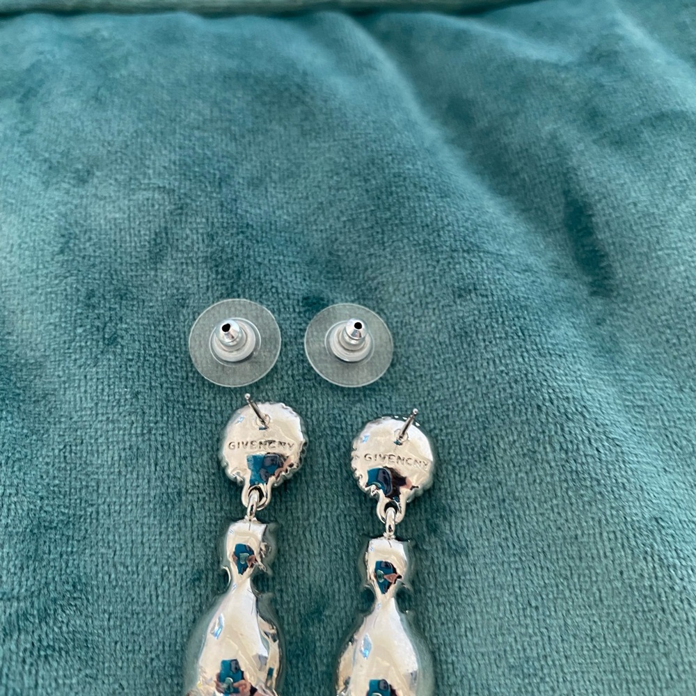 Givenchy Signed Crystal Silver Post Drop Earrings - image 2